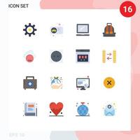 16 Flat Color concept for Websites Mobile and Apps school bag ticket backpack imac Editable Pack of Creative Vector Design Elements