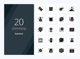 20 Basketball Solid Glyph icon for presentation vector