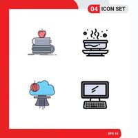 Set of 4 Modern UI Icons Symbols Signs for back to school fall books hot explosion Editable Vector Design Elements