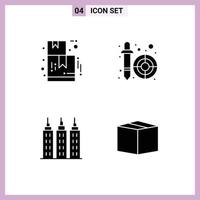 Group of 4 Solid Glyphs Signs and Symbols for box tower color picker pipette cargo Editable Vector Design Elements