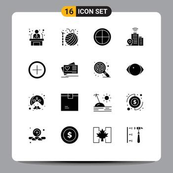 paquete de líneas vectoriales editables de 16 glifos sólidos simples de interfaz de usuario construcción de ubicación de punto elementos de diseño vectorial editables vector