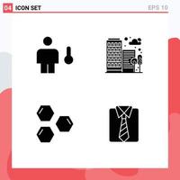 4 Solid Glyph concept for Websites Mobile and Apps avatar cells human city science Editable Vector Design Elements