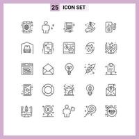 Set of 25 Modern UI Icons Symbols Signs for gardening ecology move earth day interface Editable Vector Design Elements