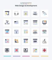 Creative Web Design And Development 25 Flat icon pack  Such As design. plane. web page. paper plane. web vector