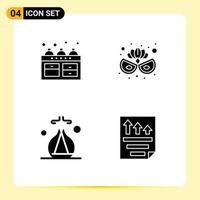 Stock Vector Icon Pack of 4 Line Signs and Symbols for cooker spa oven eye mask file Editable Vector Design Elements