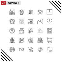 Universal Icon Symbols Group of 25 Modern Lines of grid management sweet hosting wheel Editable Vector Design Elements