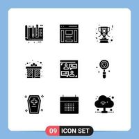 9 Creative Icons Modern Signs and Symbols of love gift box right gift trophy Editable Vector Design Elements