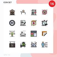 16 User Interface Flat Color Filled Line Pack of modern Signs and Symbols of coding media celebration controls bus Editable Creative Vector Design Elements