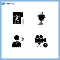 Set of 4 Commercial Solid Glyphs pack for compass prize geometry competitive profile Editable Vector Design Elements