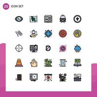 grupo de símbolos de icono universal de 25 colores planos de línea llena moderna de elementos de diseño de vector editable de coche de reparación de libro de flecha de usuario