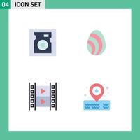 Group of 4 Modern Flat Icons Set for disk movie egg spring placeholder Editable Vector Design Elements