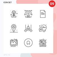 9 Universal Outline Signs Symbols of egg navigation file location distance Editable Vector Design Elements