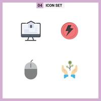 Universal Icon Symbols Group of 4 Modern Flat Icons of computer computers home voltage gadget Editable Vector Design Elements