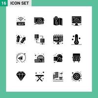 Solid Glyph Pack of 16 Universal Symbols of web settings game online hotel Editable Vector Design Elements