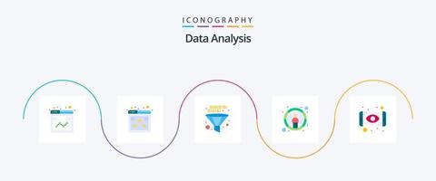 Data Analysis Flat 5 Icon Pack Including user. report. rating star. database. management vector