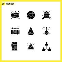 Set of 9 Modern UI Icons Symbols Signs for dessert education kids drawing back to school Editable Vector Design Elements