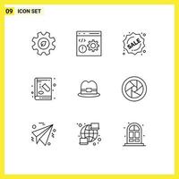 Pack of 9 creative Outlines of experiment chemistry programming chemical shopping Editable Vector Design Elements