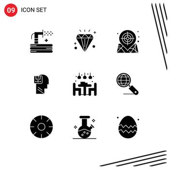 Modern Set of 9 Solid Glyphs Pictograph of male data holiday save web Editable Vector Design Elements