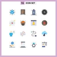 conjunto de 16 iconos modernos de la interfaz de usuario signos de símbolos para el paquete editable de neumáticos de células interiores de energía global de elementos de diseño de vectores creativos