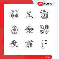 9 Thematic Vector Outlines and Editable Symbols of road traffic cake star employee Editable Vector Design Elements