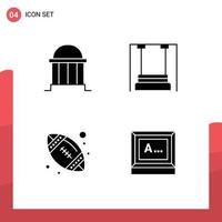 Pictogram Set of 4 Simple Solid Glyphs of architecture kindergarten column childhood ball Editable Vector Design Elements