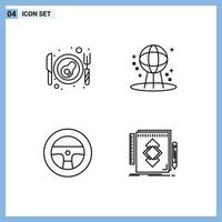 Set of 4 Modern UI Icons Symbols Signs for bacon car astronomy world tool Editable Vector Design Elements
