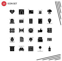 Set of 25 Modern UI Icons Symbols Signs for tea breakfast help hardware devices Editable Vector Design Elements