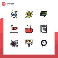 Universal Icon Symbols Group of 9 Modern Filledline Flat Colors of fashion wind barcodes speed blow Editable Vector Design Elements