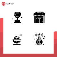 4 Thematic Vector Solid Glyphs and Editable Symbols of award center canada education lotus Editable Vector Design Elements