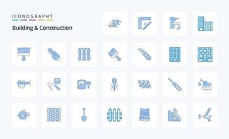25 paquete de iconos azules de construcción y construcción vector