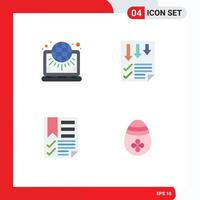 Set of 4 Vector Flat Icons on Grid for globe report world data data Editable Vector Design Elements