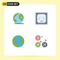 4 Universal Flat Icons Set for Web and Mobile Applications earth earth planet envelope world Editable Vector Design Elements