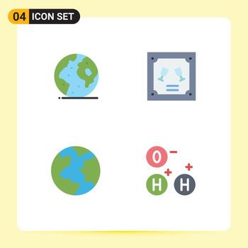 4 iconos planos universales establecidos para aplicaciones web y móviles tierra tierra planeta sobre mundo elementos de diseño vectorial editables vector