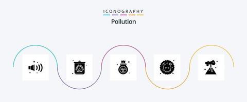 Pollution Glyph 5 Icon Pack Including pollution. energy. pollution. waste. poisonous vector