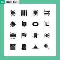 Set of 16 Modern UI Icons Symbols Signs for files network promotion information data Editable Vector Design Elements