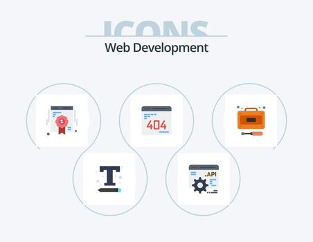 Web Development Flat Icon Pack 5 Icon Design. development. web. badge. error. develop vector