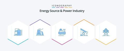 Energy Source And Power Industry 25 Blue icon pack including . transmission tower. construction. transmission. electrical vector