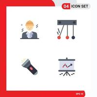 4 Creative Icons Modern Signs and Symbols of avatar torch construction space chart Editable Vector Design Elements