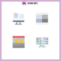 Set of 4 Modern UI Icons Symbols Signs for computer door online draw train Editable Vector Design Elements