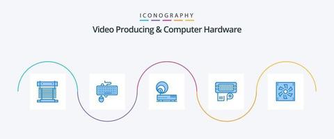 Video Producing And Computer Hardware Blue 5 Icon Pack Including input. connection. mouse. adapter. internet vector