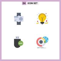 Modern Set of 4 Flat Icons and symbols such as camera sale advertisement video collect devices Editable Vector Design Elements