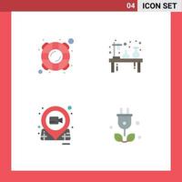 Modern Set of 4 Flat Icons and symbols such as help film safety flask movie Editable Vector Design Elements