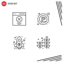 Stock Vector Icon Pack of 4 Line Signs and Symbols for communication finance message signs money Editable Vector Design Elements