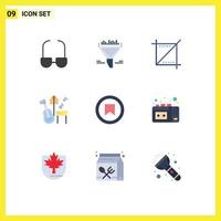 Set of 9 Modern UI Icons Symbols Signs for user plus media interface music Editable Vector Design Elements