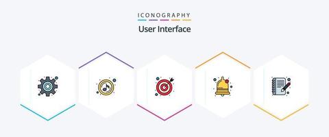 Interfaz de usuario Paquete de iconos de 25 líneas completas que incluye . escribe. objetivo. editar. sonido vector