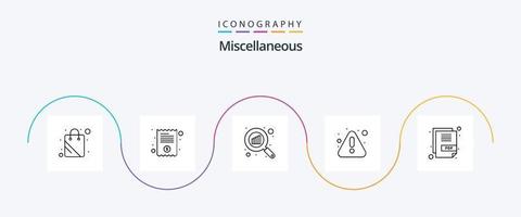 paquete de íconos misceláneos de la línea 5 que incluye pdf. grafico. advertencia. error vector