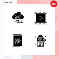 4 Creative Icons Modern Signs and Symbols of network production connect cinema application Editable Vector Design Elements