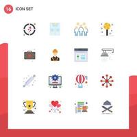 Flat Color Pack of 16 Universal Symbols of heart leader goal tshirt people Editable Pack of Creative Vector Design Elements