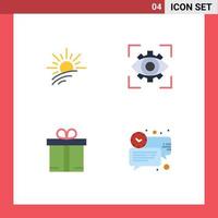 Mobile Interface Flat Icon Set of 4 Pictograms of brightness gift spring imagination shopping Editable Vector Design Elements