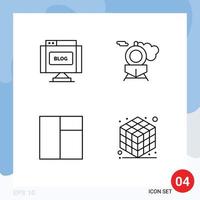 Set of 4 Modern UI Icons Symbols Signs for blog cube write transport layer Editable Vector Design Elements